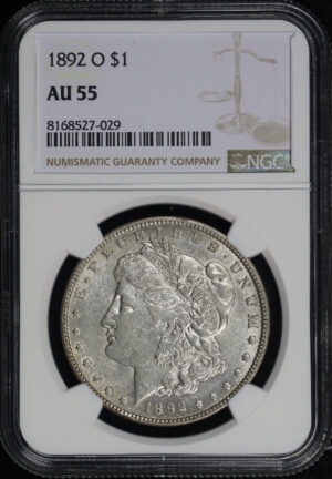 Obverse of this 1892-O Morgan Dollar NGC AU-55