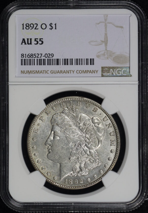 Obverse of this 1892-O Morgan Dollar NGC AU-55