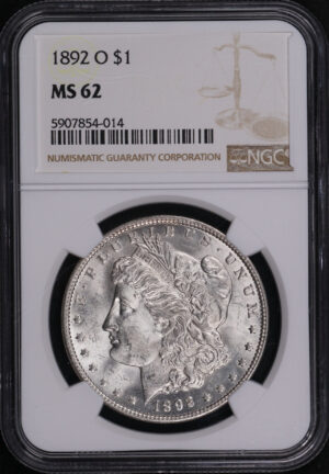Obverse of this 1892-O Morgan Dollar NGC MS-62