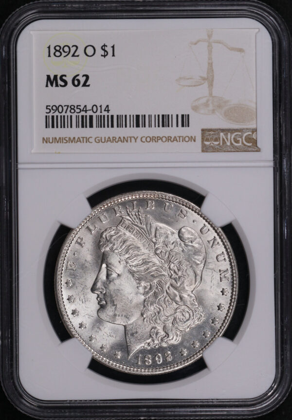 Obverse of this 1892-O Morgan Dollar NGC MS-62