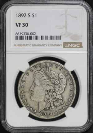 Obverse of this 1892-S Morgan Dollar NGC VF-30