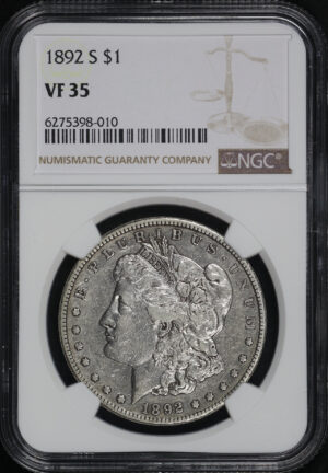 Obverse of this 1892-S Morgan Dollar NGC VF-35