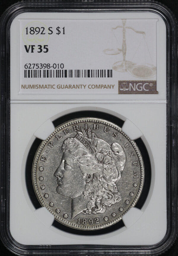 Obverse of this 1892-S Morgan Dollar NGC VF-35