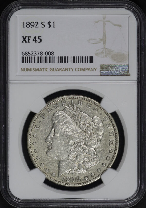Obverse of this 1892-S Morgan Dollar NGC XF-45