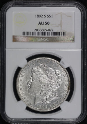 Obverse of this 1892-S Morgan Dollar NGC AU-50