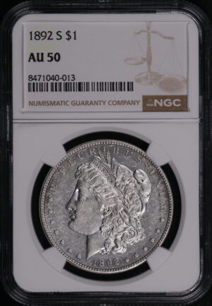Obverse of this 1892-S Morgan Dollar NGC AU-50