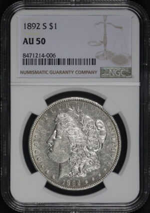 Obverse of this 1892-S Morgan Dollar NGC AU-50