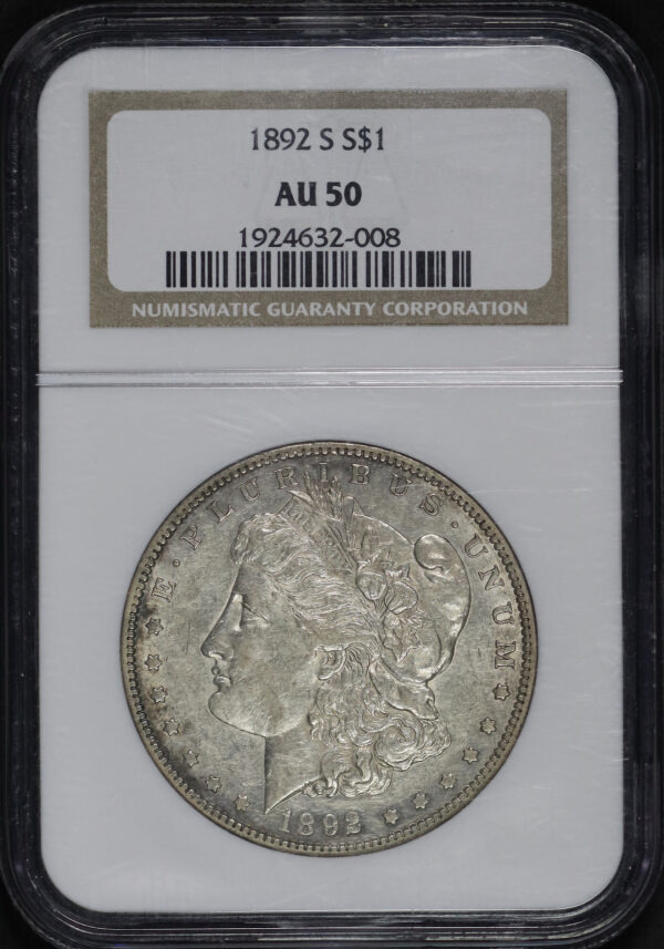 Obverse of this 1892-S Morgan Dollar NGC AU-50