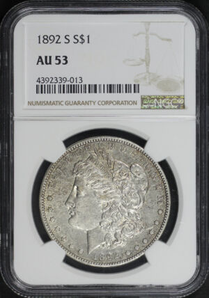Obverse of this 1892-S Morgan Dollar NGC AU-53