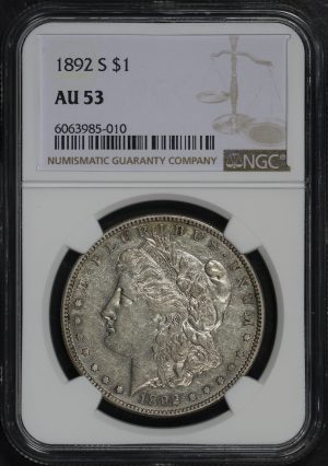 Obverse of this 1892-S Morgan Dollar NGC AU-53