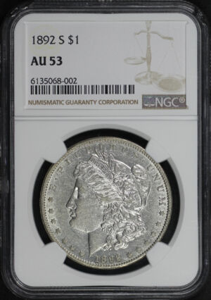 Obverse of this 1892-S Morgan Dollar NGC AU-53