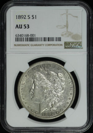 Obverse of this 1892-S Morgan Dollar NGC AU-53