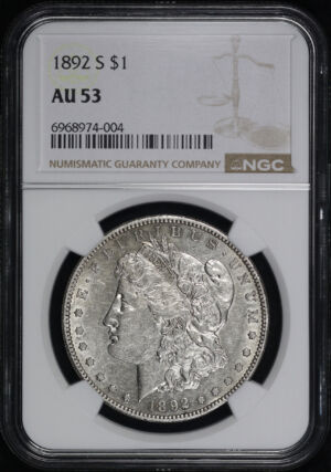 Obverse of this 1892-S Morgan Dollar NGC AU-53