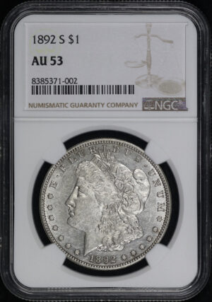 Obverse of this 1892-S Morgan Dollar NGC AU-53