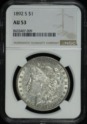 Obverse of this 1892-S Morgan Dollar NGC AU-53