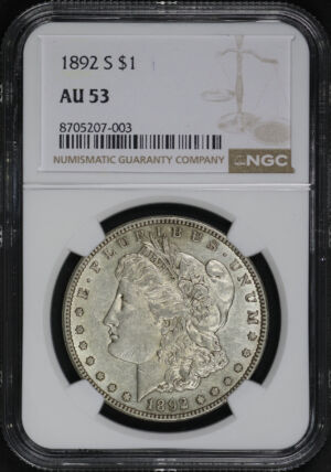 Obverse of this 1892-S Morgan Dollar NGC AU-53