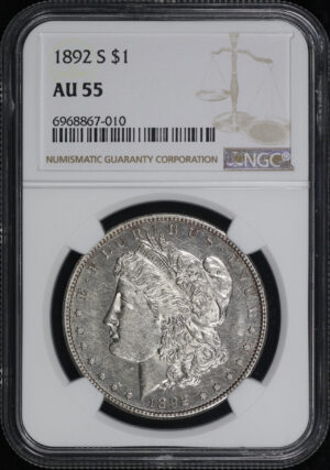 Obverse of this 1892-S Morgan Dollar NGC AU-55