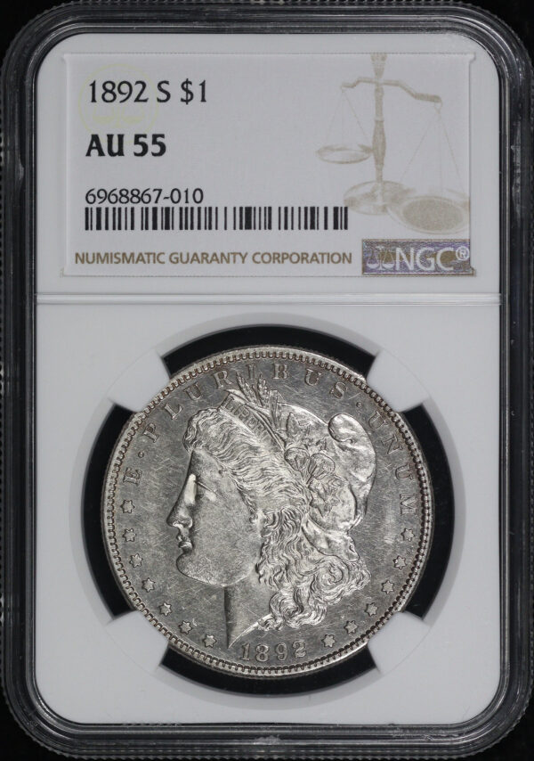 Obverse of this 1892-S Morgan Dollar NGC AU-55
