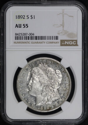 Obverse of this 1892-S Morgan Dollar NGC AU-55