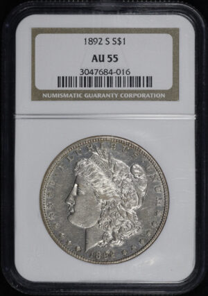 Obverse of this 1892-S Morgan Dollar NGC AU-55