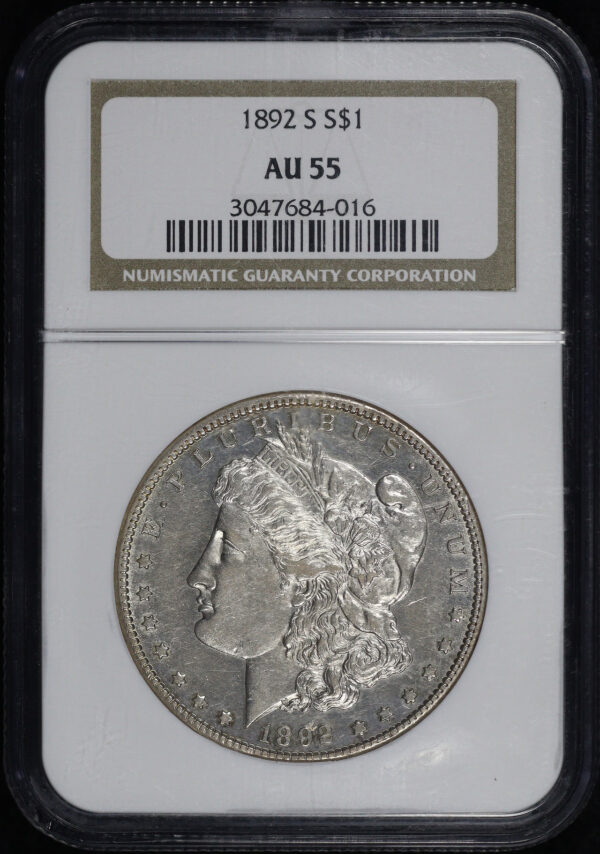 Obverse of this 1892-S Morgan Dollar NGC AU-55