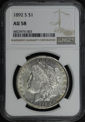 Obverse of this 1892-S Morgan Dollar NGC AU-58