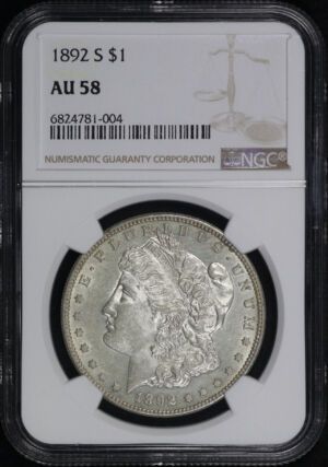Obverse of this 1892-S Morgan Dollar NGC AU-58