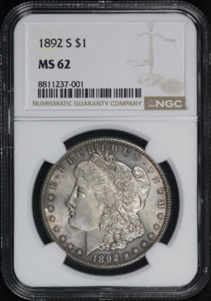 Obverse of this 1892-S Morgan Dollar NGC MS-62