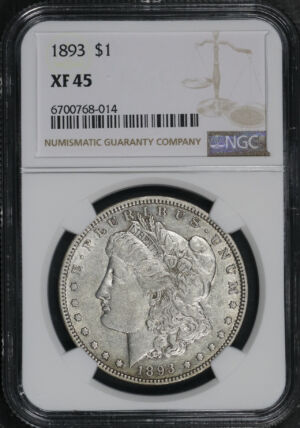 Obverse of this 1893 Morgan Dollar NGC XF-45