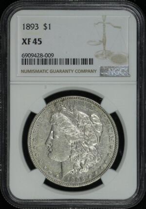 Obverse of this 1893 Morgan Dollar NGC XF-45