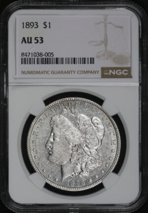 Obverse of this 1893 Morgan Dollar NGC AU-53