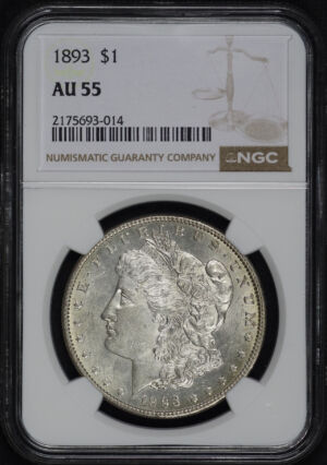 Obverse of this 1893 Morgan Dollar NGC AU-55