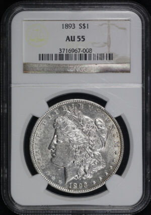 Obverse of this 1893 Morgan Dollar NGC AU-55