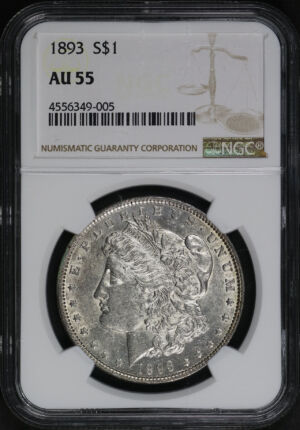 Obverse of this 1893 Morgan Dollar NGC AU-55