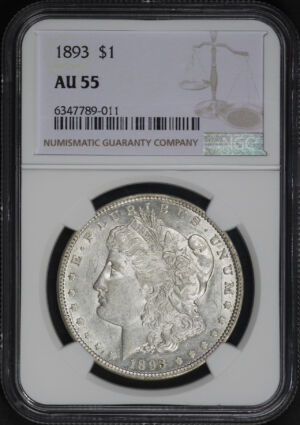 Obverse of this 1893 Morgan Dollar NGC AU-55
