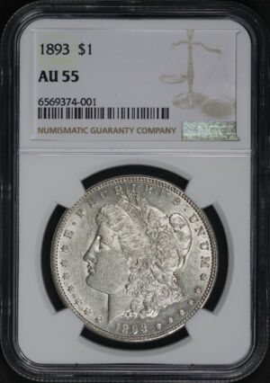 Obverse of this 1893 Morgan Dollar NGC AU-55