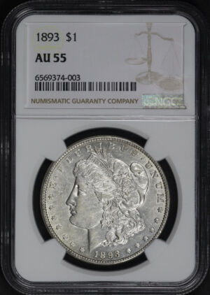 Obverse of this 1893 Morgan Dollar NGC AU-55