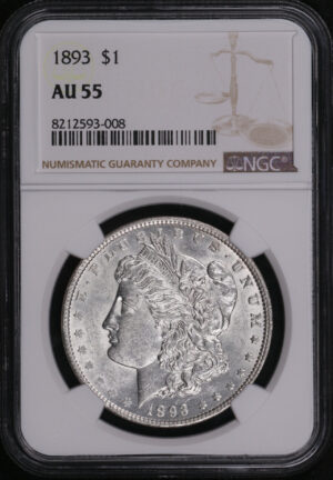 Obverse of this 1893 Morgan Dollar NGC AU-55