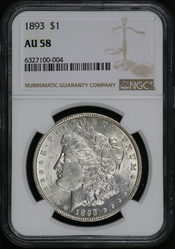 Obverse of this 1893 Morgan Dollar NGC AU-58