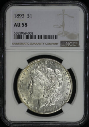 Obverse of this 1893 Morgan Dollar NGC AU-58
