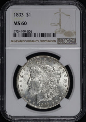 Obverse of this 1893 Morgan Dollar NGC MS-60