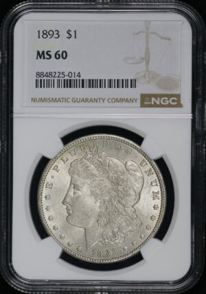 Obverse of this 1893 Morgan Dollar NGC MS-60