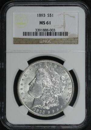 Obverse of this 1893 Morgan Dollar NGC MS-61