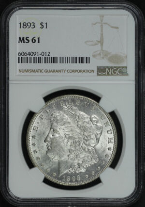 Obverse of this 1893 Morgan Dollar NGC MS-61