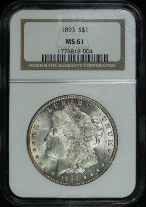 Obverse of this 1893 Morgan Dollar NGC MS-61