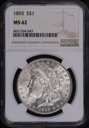 Obverse of this 1893 Morgan Dollar NGC MS-62