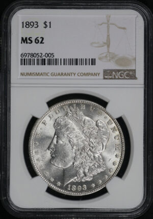 Obverse of this 1893 Morgan Dollar NGC MS-62