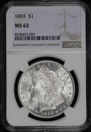 Obverse of this 1893 Morgan Dollar NGC MS-62
