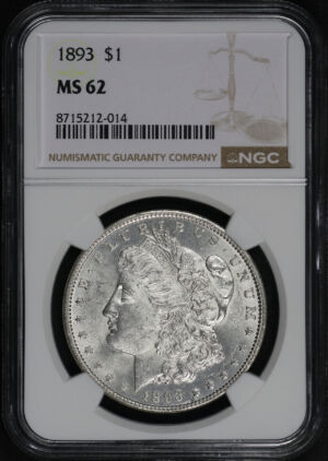 Obverse of this 1893 Morgan Dollar NGC MS-62