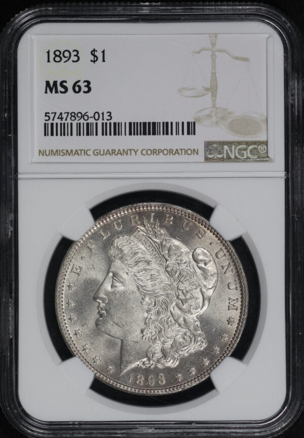Obverse of this 1893 Morgan Dollar NGC MS-63